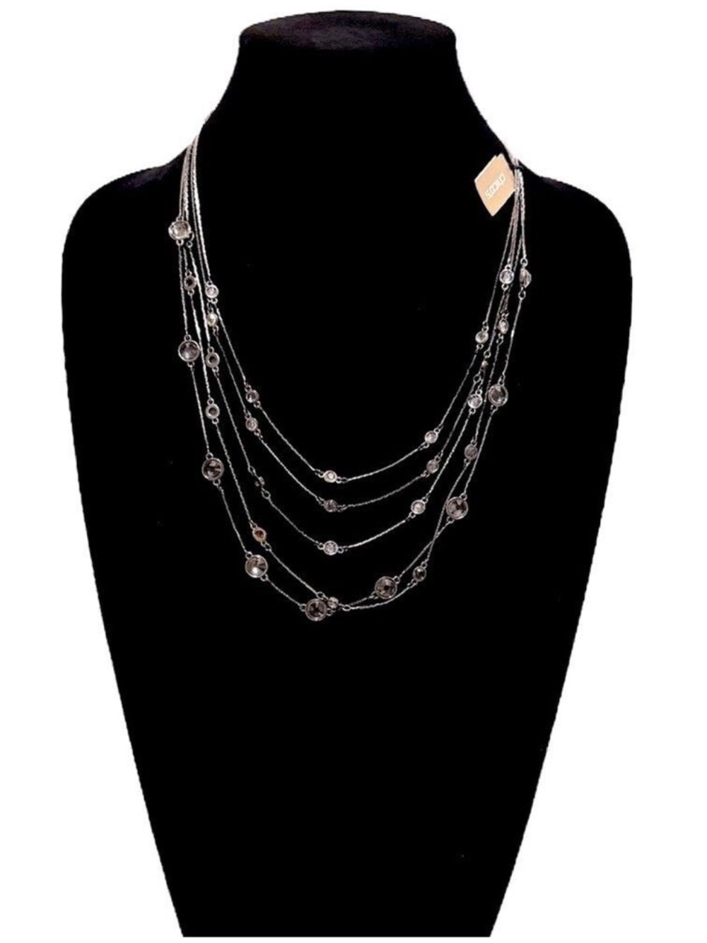 CHICO’s | Black Layered Crystal Chain Necklace | NWT